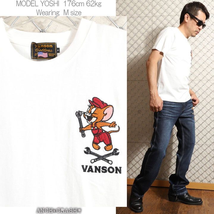 VANSON トムとジェリー コラボ 半袖Tシャツ TJV-2428 オフホワイト