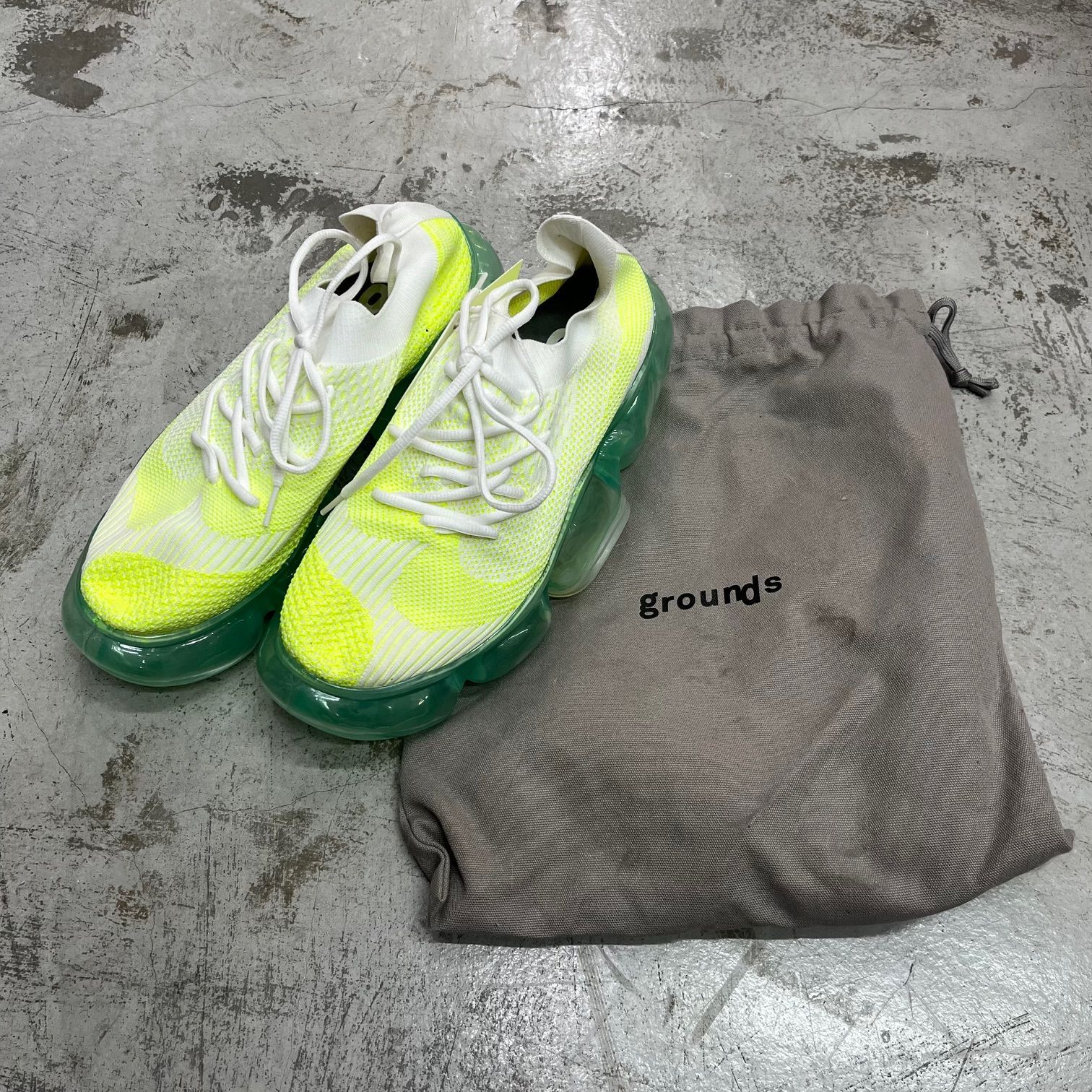 新品 grounds MOOPIE R4-WHITE NEON メッシュ ダッド スニーカー 
