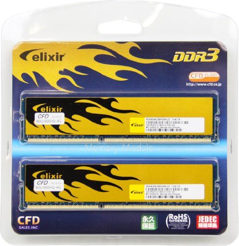 【中古】CFD販売  デスクトップPC用メモリ PC-12800(DDR3-1600) 4GB×2枚 240pin DIMM (無期限保証) (Elixirシリーズ) W3U1600HQ-4G tf8su2k