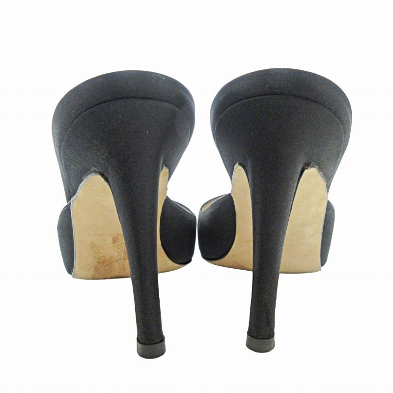 マノロブラニク MANOLO BLAHNIK 美品 サテン ミュール サンダル ポイン