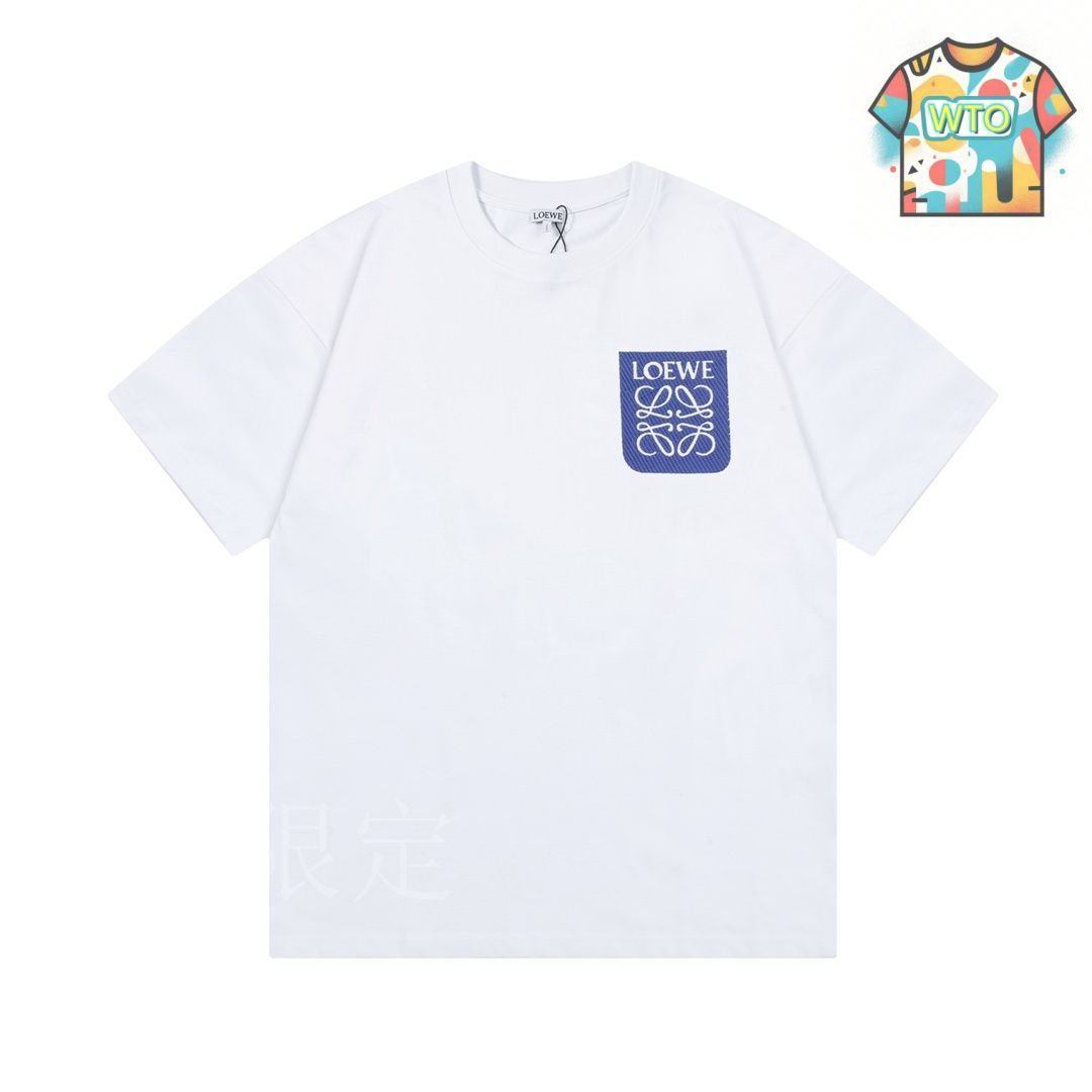 LOEWE ホワイト Tシャツ ロゴ刺繍 LOEWE ロエベ Tシャツ アナグラム 刺繍 ロゴ ホワイト メンズ M