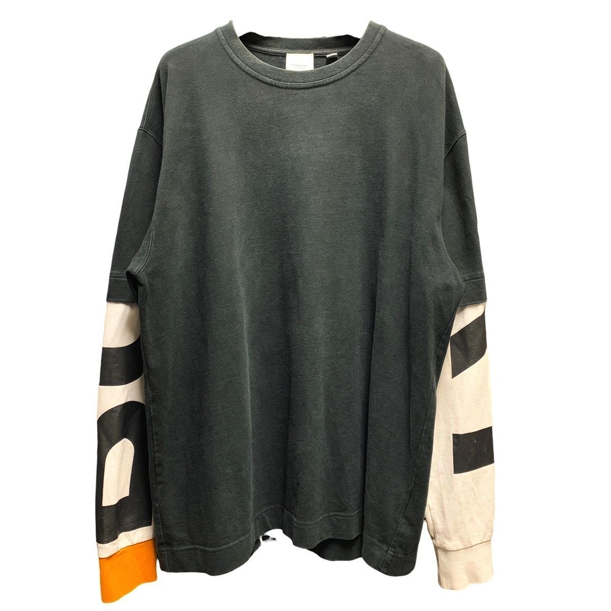 中古】 BURBERRY バーバリー ロゴ プリント レイヤード スリーブ T 