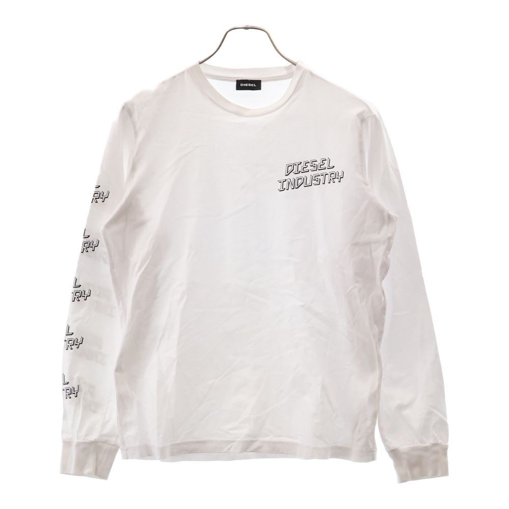 DIESEL (ディーゼル) ロゴプリント クルーネック ロングスリーブ 長袖 Tシャツ 00SDQ0-T-DIEGO-LS-J1 ホワイト