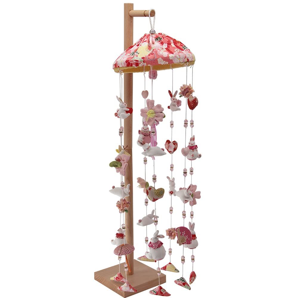 OKBABY つるし雛 つるし飾り 吊るし飾り 吊るし毬 天然木製台付吊るし雛 傘福 雛具 さげもん 雛人形 ひな人形 桃の節句 高さ65ｃｍ