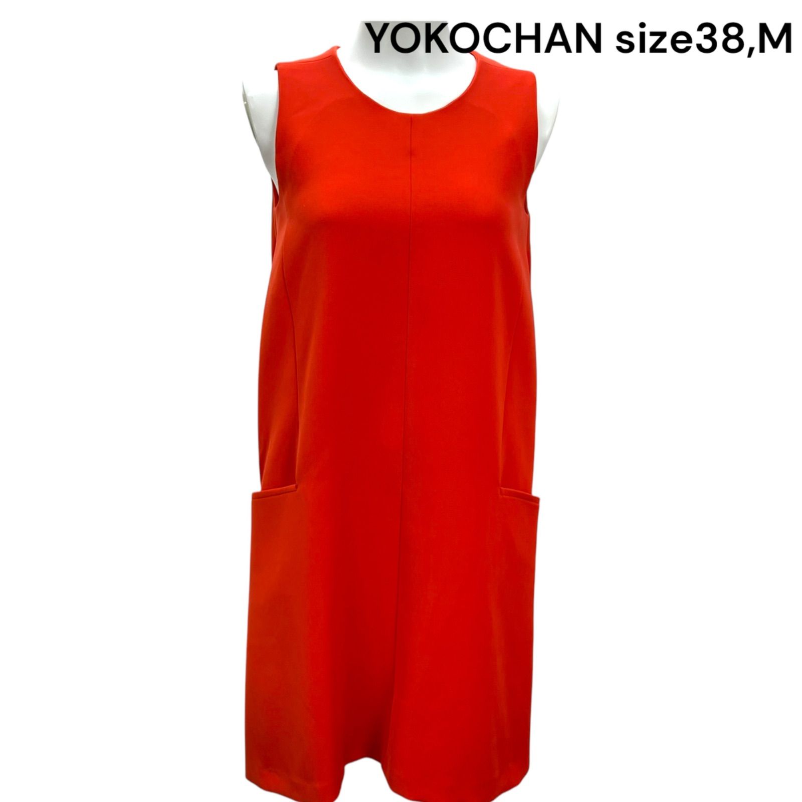 ヨーコチャン YOKOCHAN 赤オレンジ色 ワンピース 38 M レディース S5P573