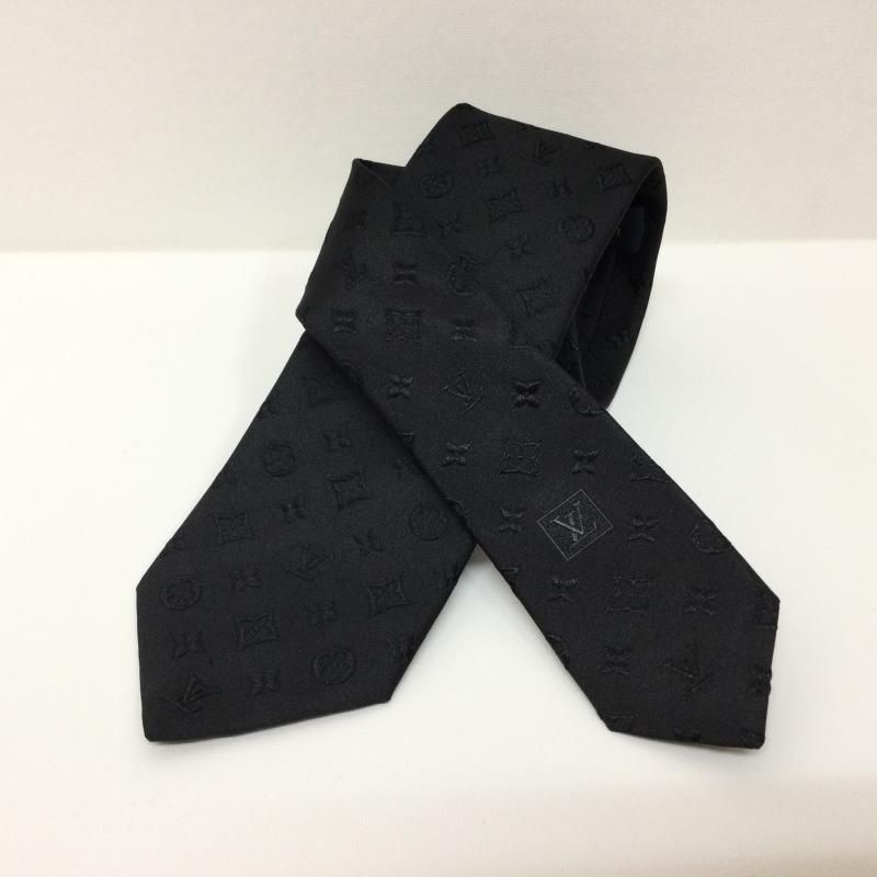 箱付き美品✨LOUIS VUITTON ネクタイ　モノグラム　ソリッド　ブラック LOUIS VUITTON ルイヴィトン ネクタイ 黒 LV ロゴ ソリッド LOUIS