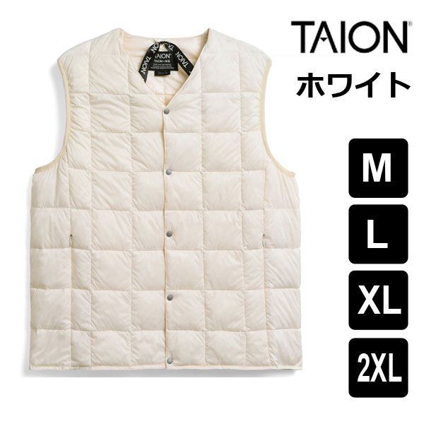 TAION タイオン メンズ ホワイト m l xl xxl インナーダウンベスト インナーダウン 001 スノボ スキー 深め 秋冬 防寒 大きいサイズ 秋 冬 無地 コットン カジュアル 旅行