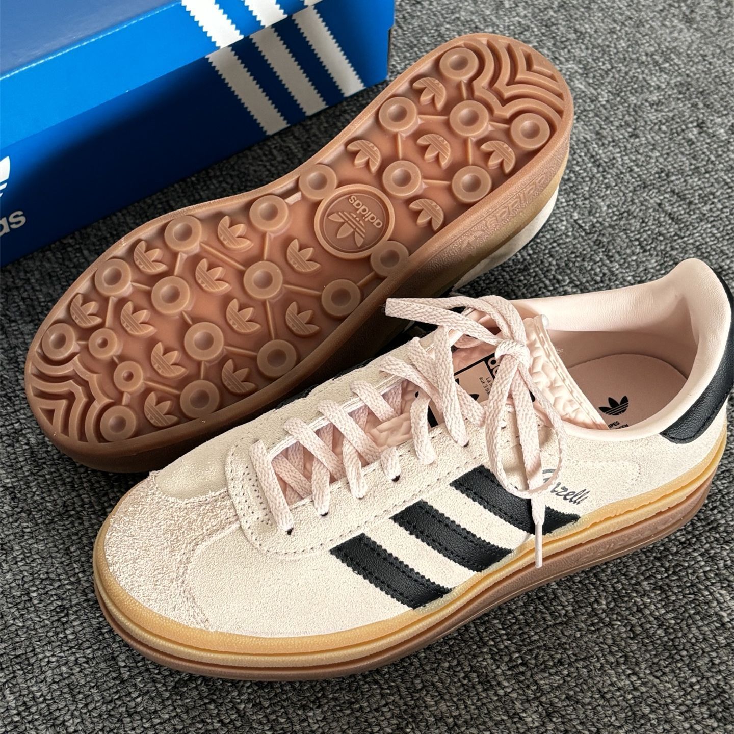 adidas originals Gazelle BOLDレディースピンクブラウン厚底板靴