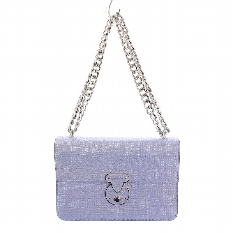 ヘンリーベンデル HENRI BENDEL 2WAY ハンドバッグ ショルダーバッグ チェーン プッシュロック式 ロゴ 水色 ライトブルー |BB OF