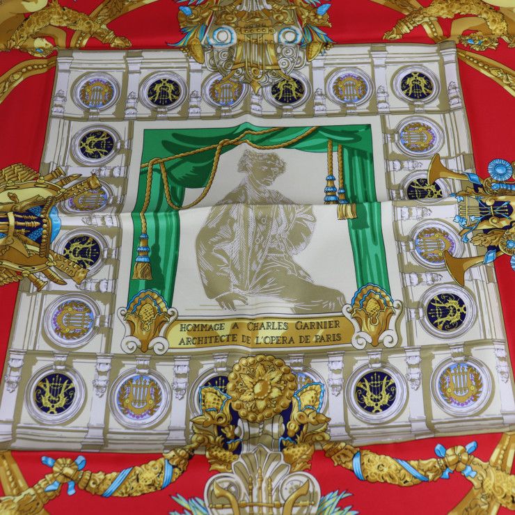 HERMÈS エルメス カレ90 シャルルガルニエへの賛辞 シルク100% エルメス カレ90 HOMMAGE A CHARLES GARNIER シャルルガルニエへ