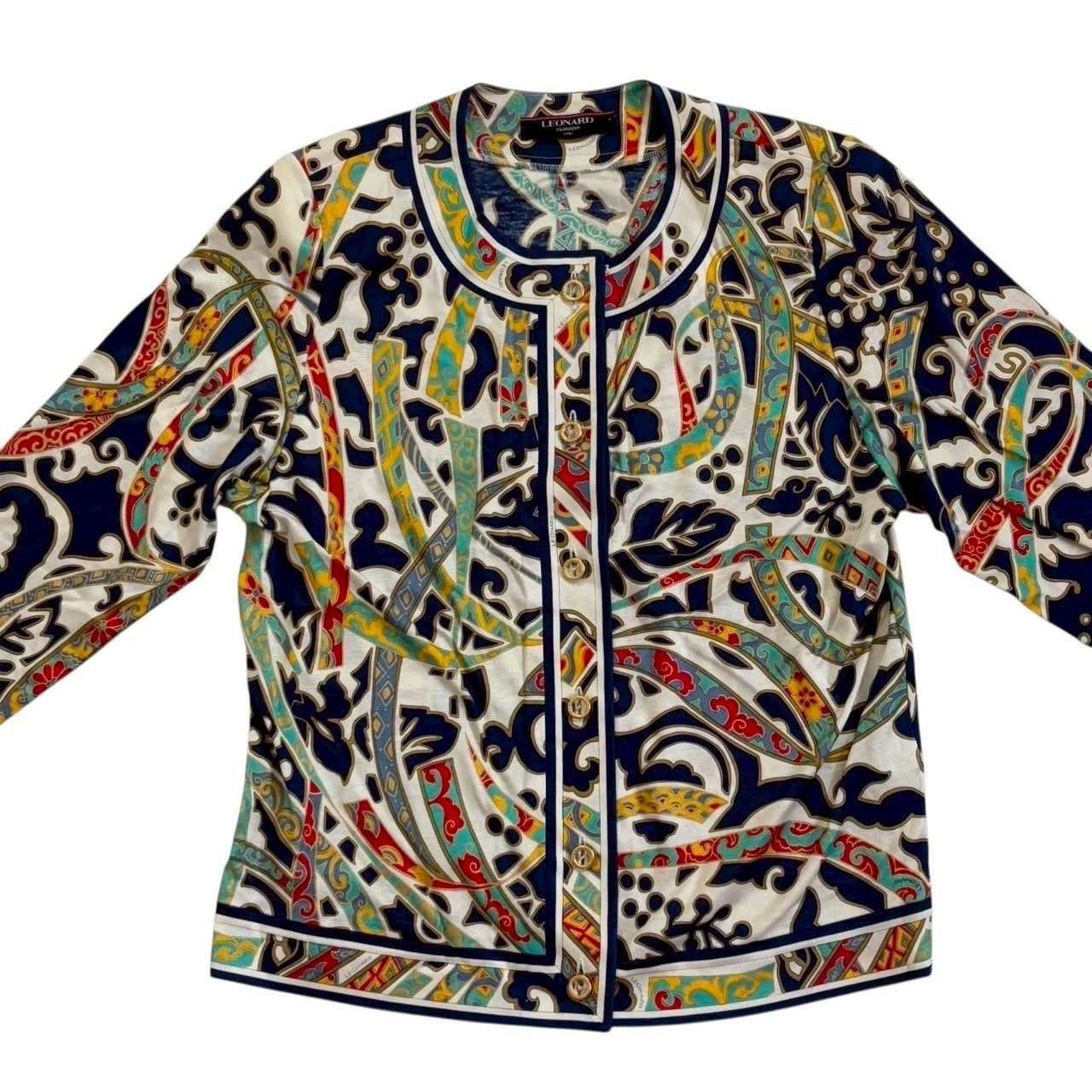 LEONARD レオナール カットソー 青系 白 総柄 ジャケット トップス 