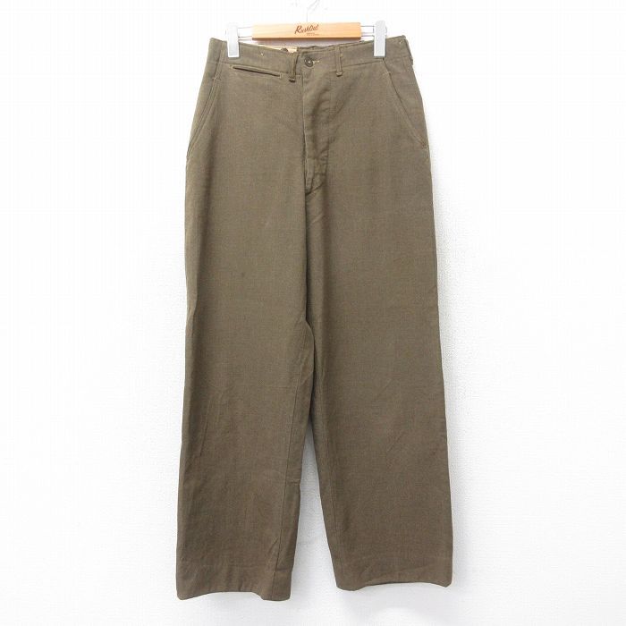 W30/古着 ビンテージ ミリタリー パンツ メンズ 50s ウール 緑系 グリーン spe 24oct08 中古 ボトムス ロング