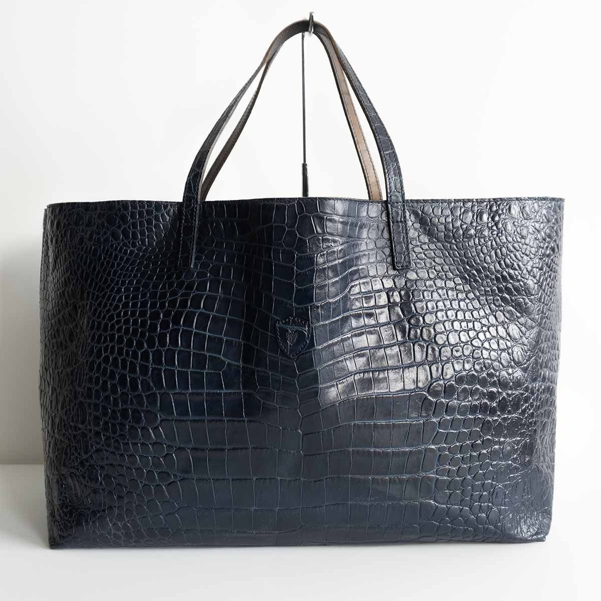 ★美品★フェリージ 本革 トートバッグ クロコダイル型押し 大容量 肩掛け A4 人気商品】FELISI 【10-45 クロコ型押しレザー トートバッグ