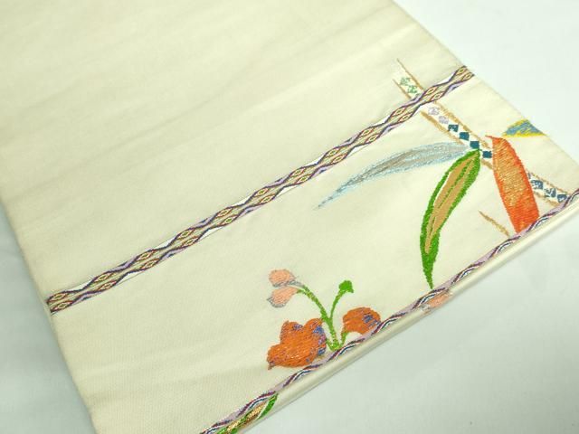 平和屋本店□最高級 龍村平蔵製 太鼓柄 本袋帯 光悦桐竹錦 蒸栗色地 金