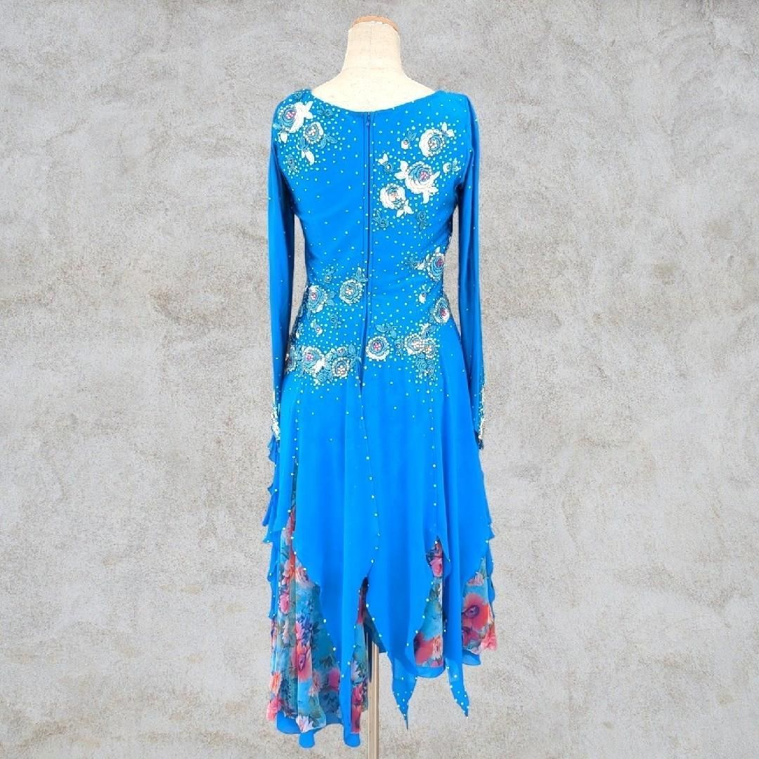 〇〇 社交ダンスドレス パーティドレス ブルー LLC-HASEGAWATOSO_COM