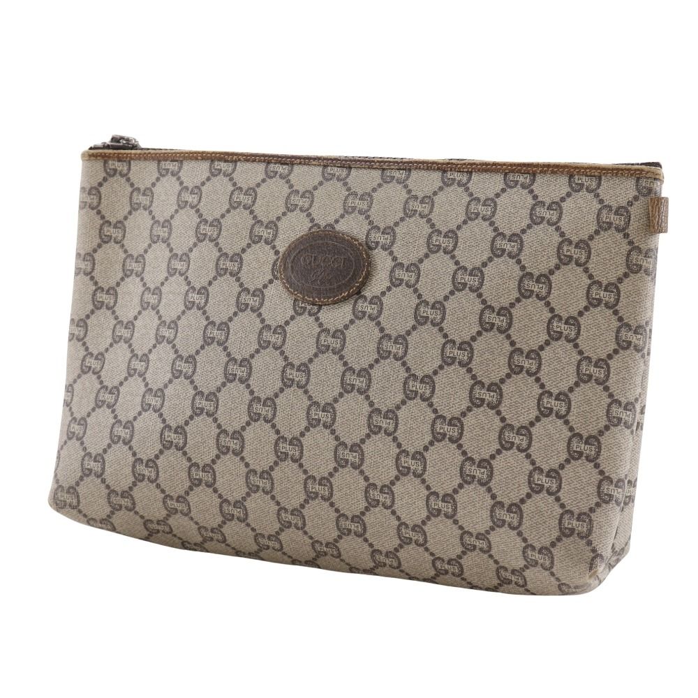 GUCCI】グッチ オールドグッチ ポーチ GGプラス 茶 ユニセックス