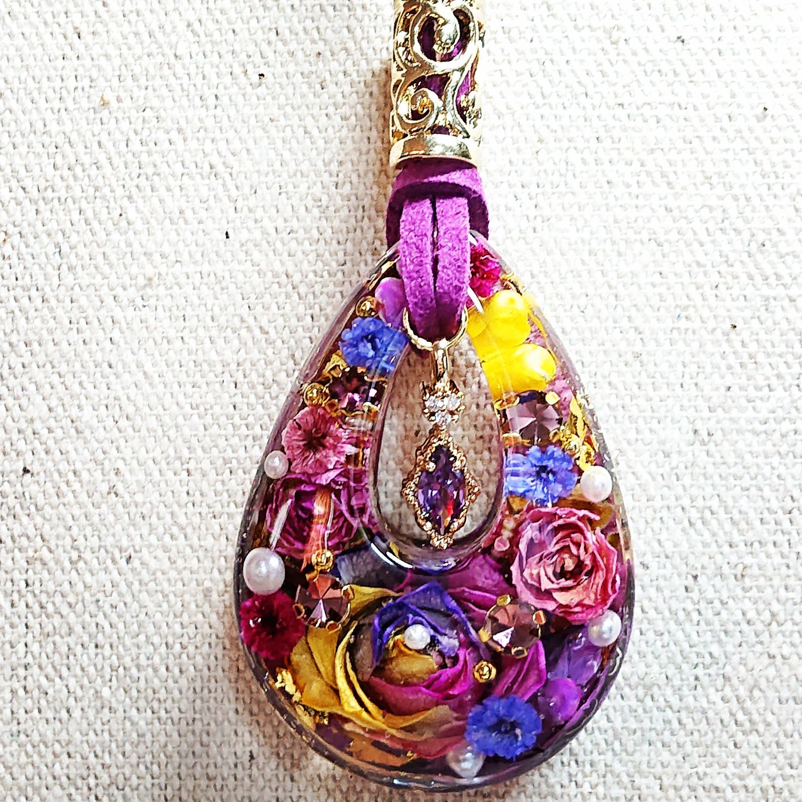 レジンヘアゴム　ポニーフック　ドライフラワー　No.165 レジンヘアゴム ポニーフック ドライフラワー No.165