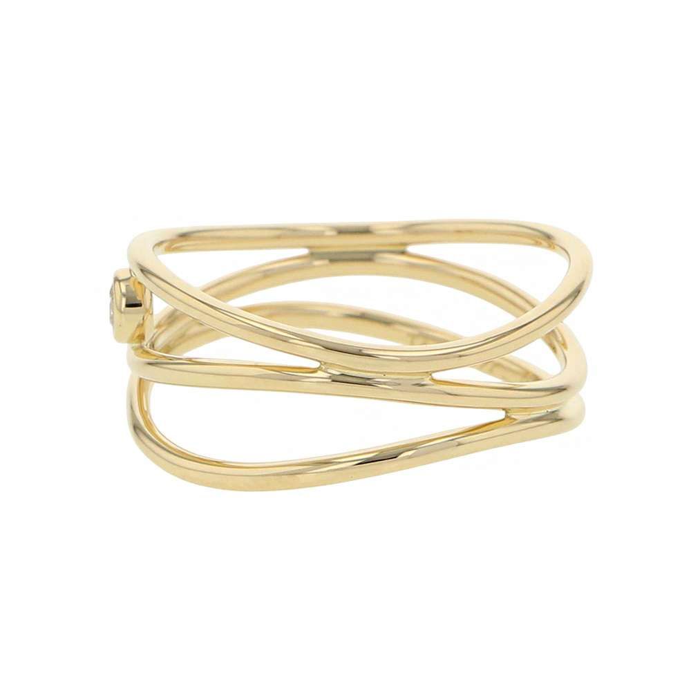 ティファニー リング ウェーブ 3ロウリング ダイヤモンド0.05ct K18YG  