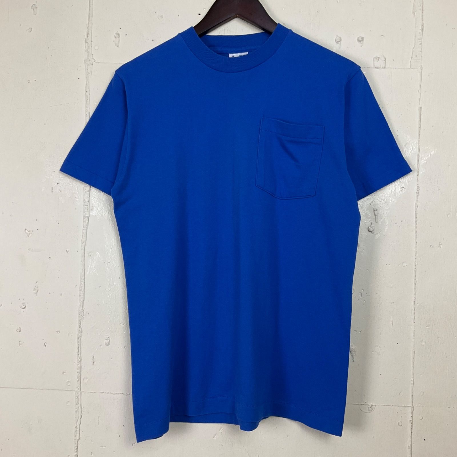 USA製 90年代 90s BVD ブランク 無地 ポケット Tシャツ 古着 青色 