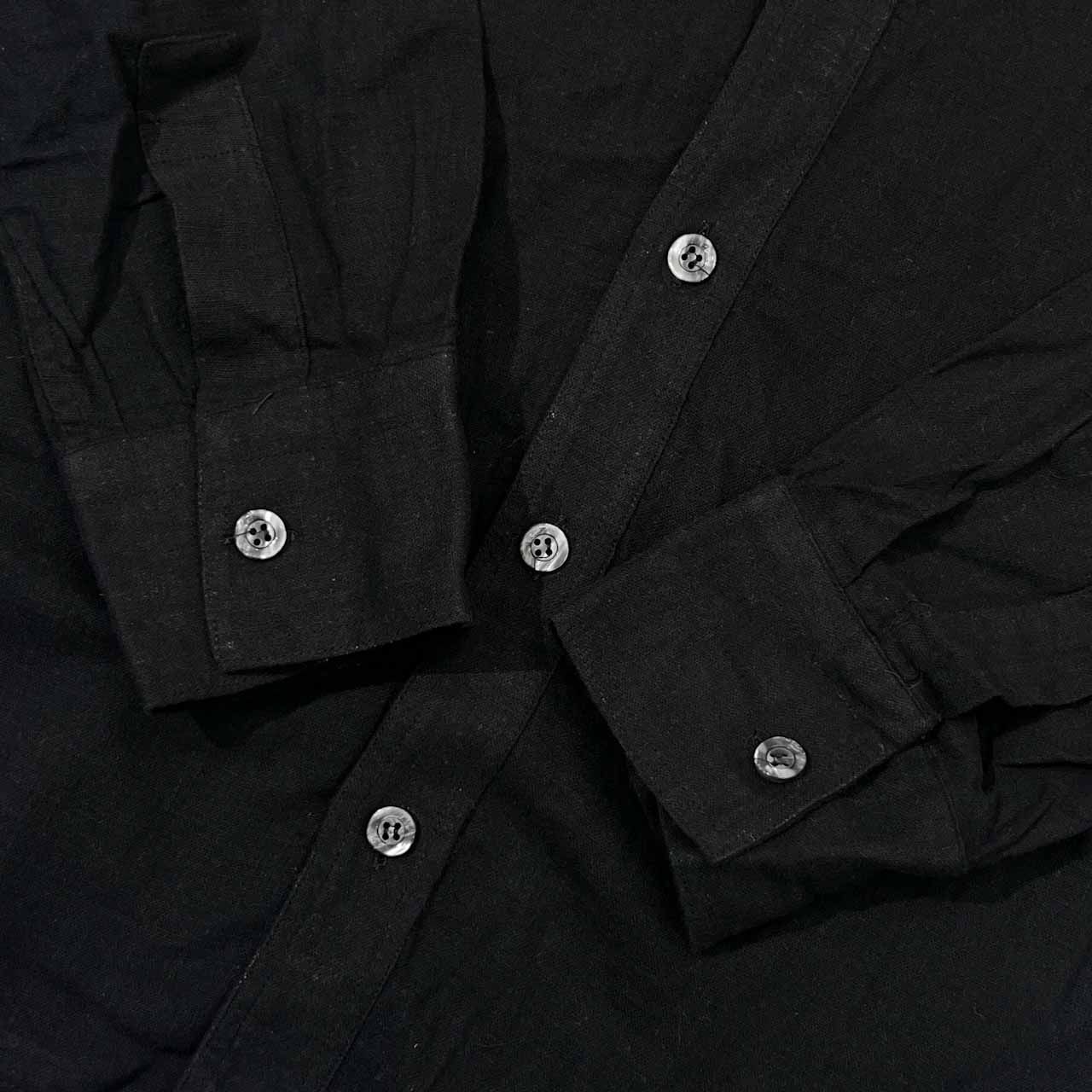 Black ＆ White 長袖シャツ 新品未使用 イタリア製 BLACK&WHITE ブラック＆ホワイト 長袖シャツ 44/ブラック