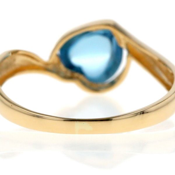 K18YG イエローゴールド リング ブルートパーズ カボション ハート