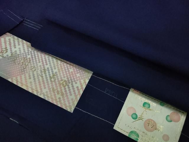 平和屋着物 上 夏物 色無地 駒絽色紋附 夏物語 濃藍色 反端付き DZAA8944kh5