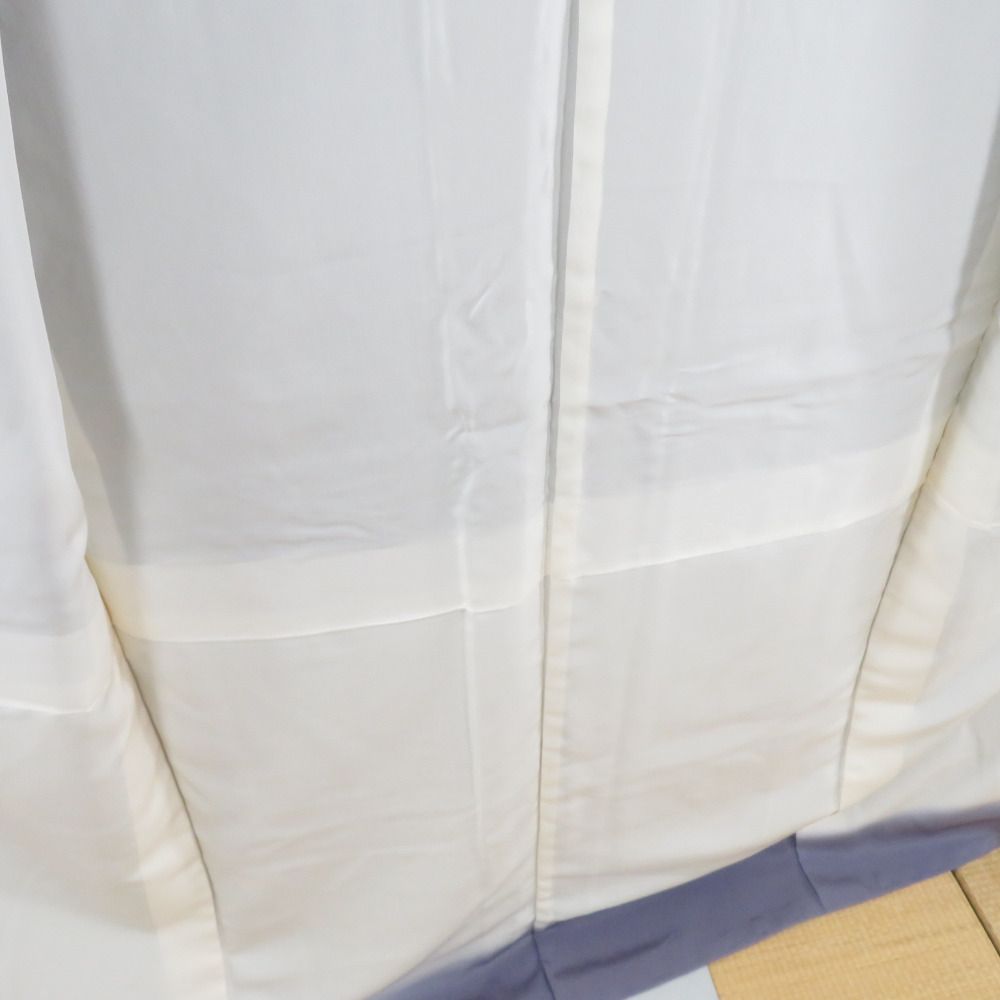 付下げ 扇子文様 灰色 紋なし 袷 広衿 正絹 仕立て上がり着物 身丈