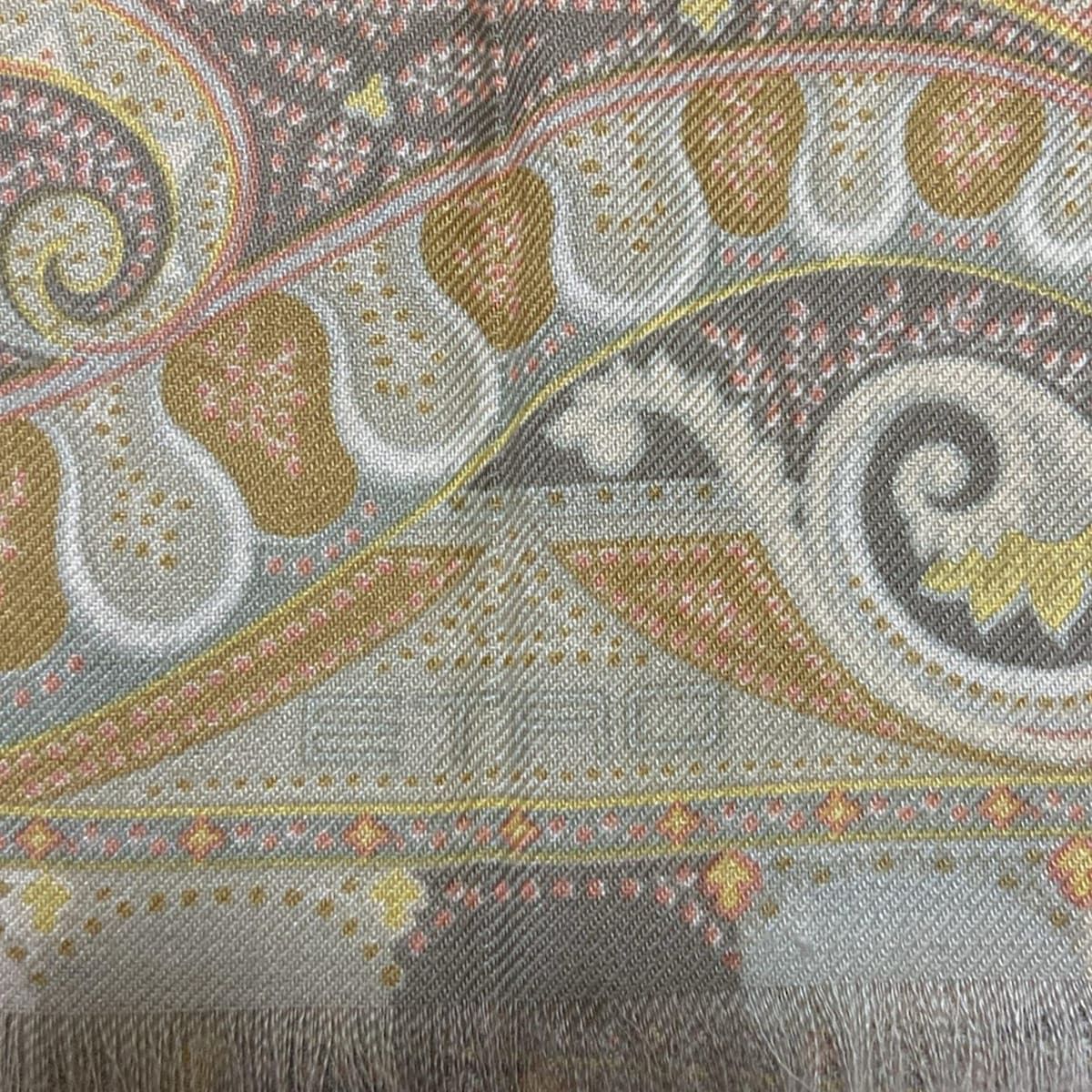 ETRO(エトロ) ストール(ショール) - カーキ×ピンク×マルチ ペイズリー  