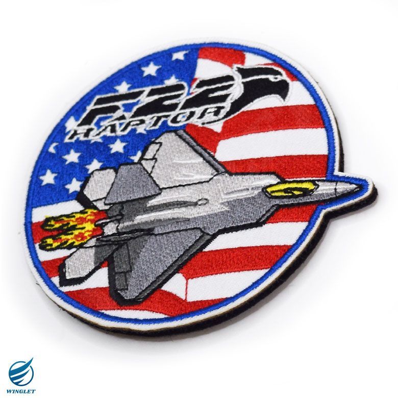 アメリカ空軍 F-22 ラプター 戦闘機 刺繍 ワッペン 両面