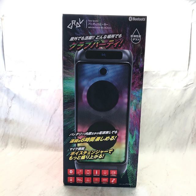 美品】GRAV パーテイ スピーカー GRV-PS70WA-BK ブラック AA0808 0814ML012 0120240813100822 -  メルカリ