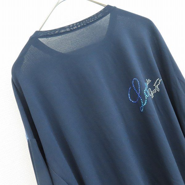伊太利屋GKITALIYAカットソーチュニック anc 伊太利屋 GKITALIYA チュニック 9 白 紺 ビジュー