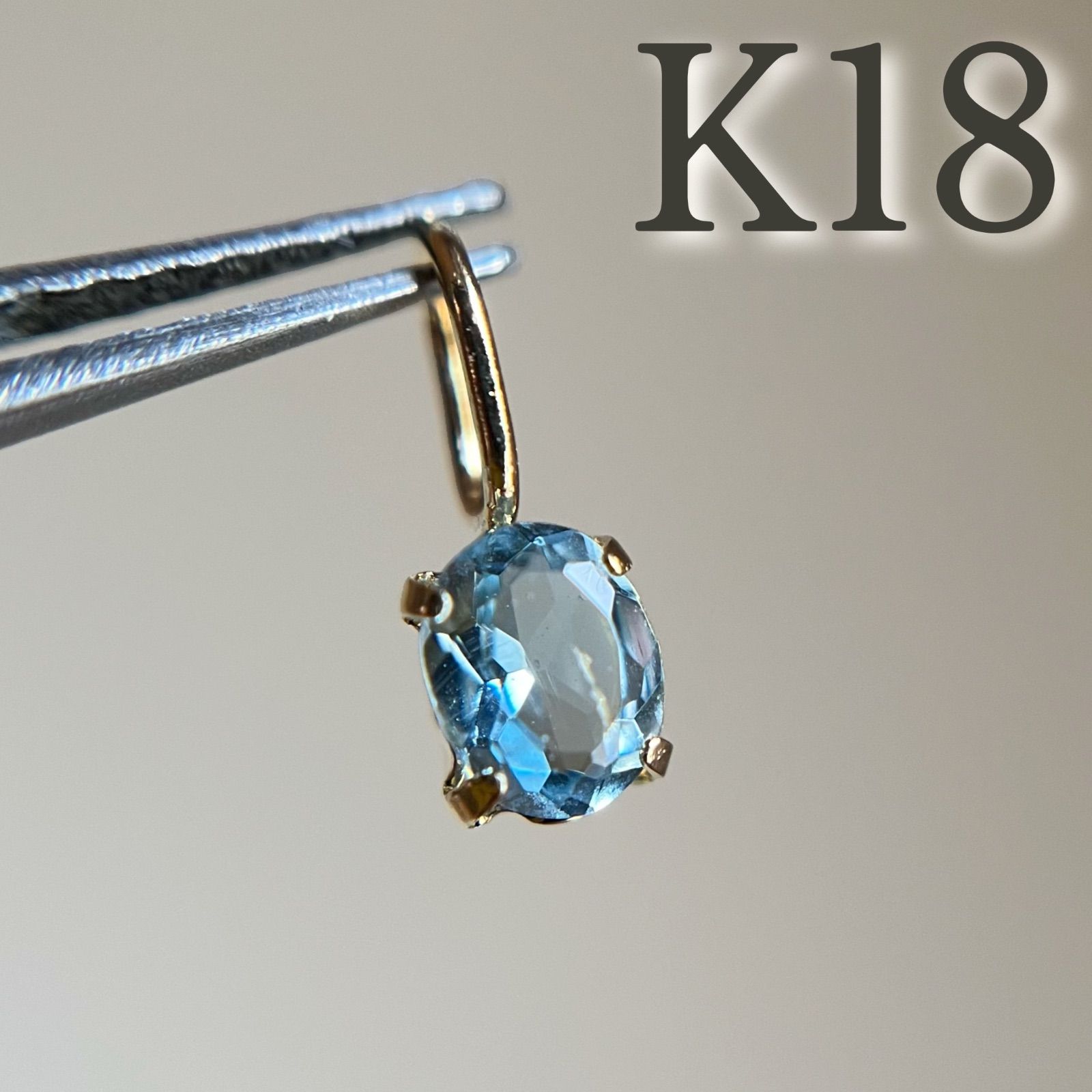 K18 天然石レッドスピネル ペンダントトップ チャーム oval 希少