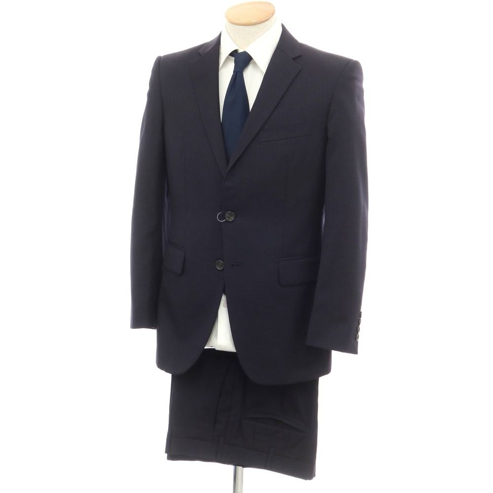 【中古】タケオキクチ TAKEO KIKUCHI SUPER100'S ウール セットアップ 3つボタンスーツ ネイビー【サイズ1】【メンズ】