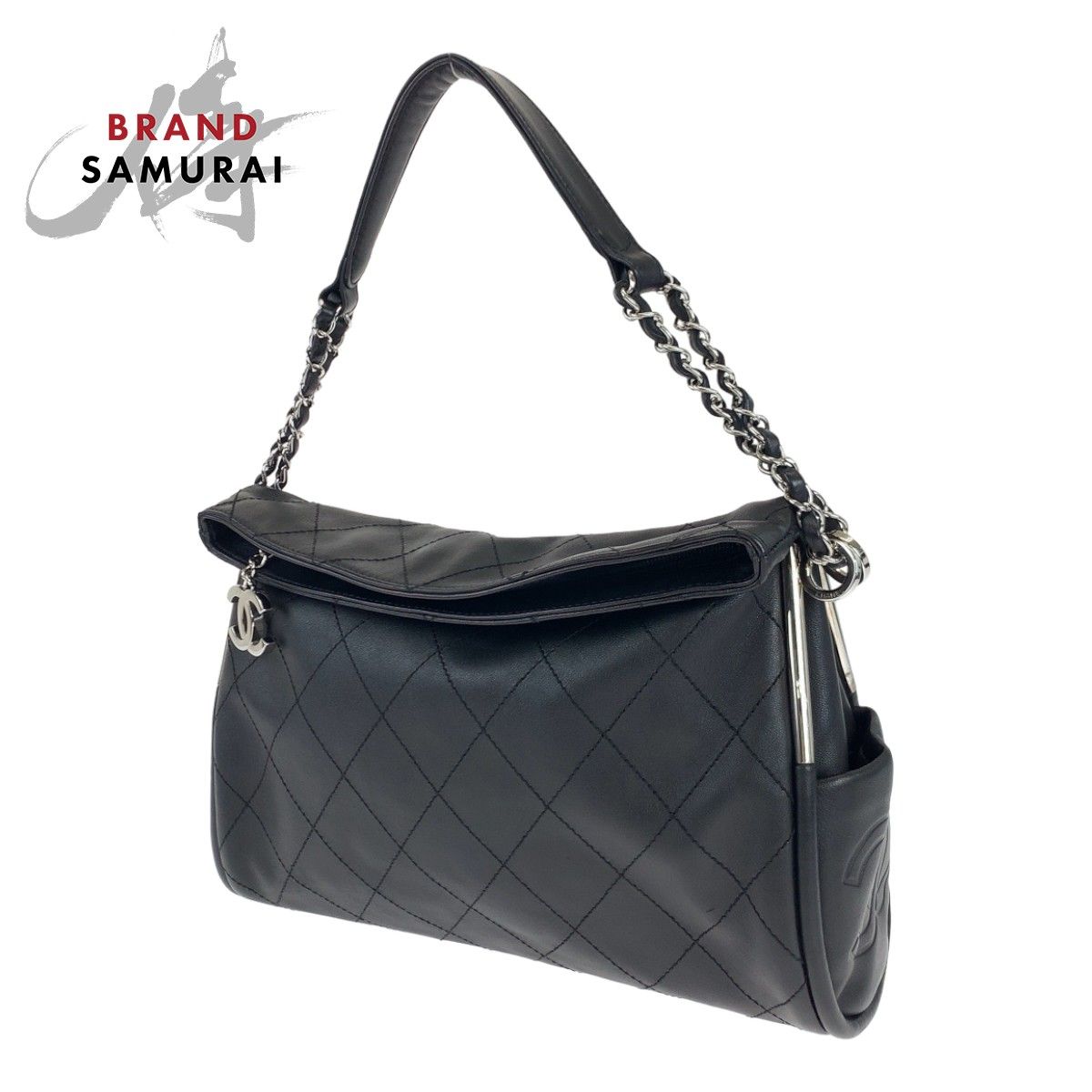 美品 CHANEL シャネル ヴィンテージ マトラッセ ココマーク ブラック 黒 シルバー金具 ラムスキン ショルダーバッグ 肩掛け レディース 403350 【中古】 美品 CHANEL シャネル ヴィンテージ マトラッセ ココマーク ブラック