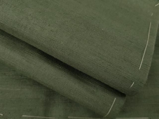 平和屋着物○男性 西陣 山椒織 むすび結城 鉄納戸色 反端付き 正絹