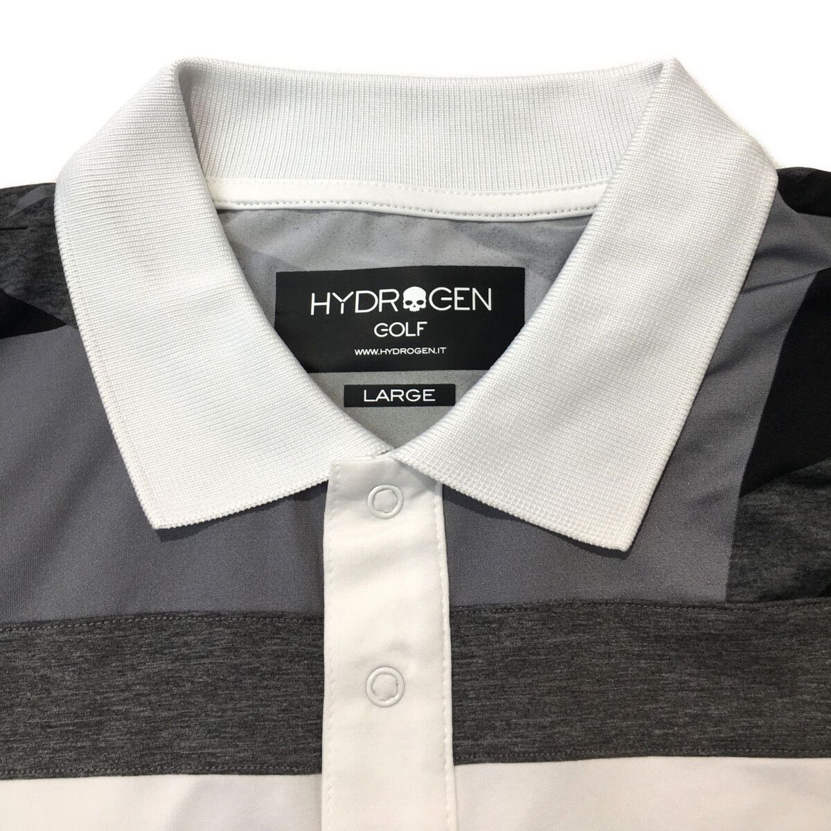 未使用品 メンズ ハイドロゲン HYDROGEN 長袖ポロシャツ L 白×グレー系