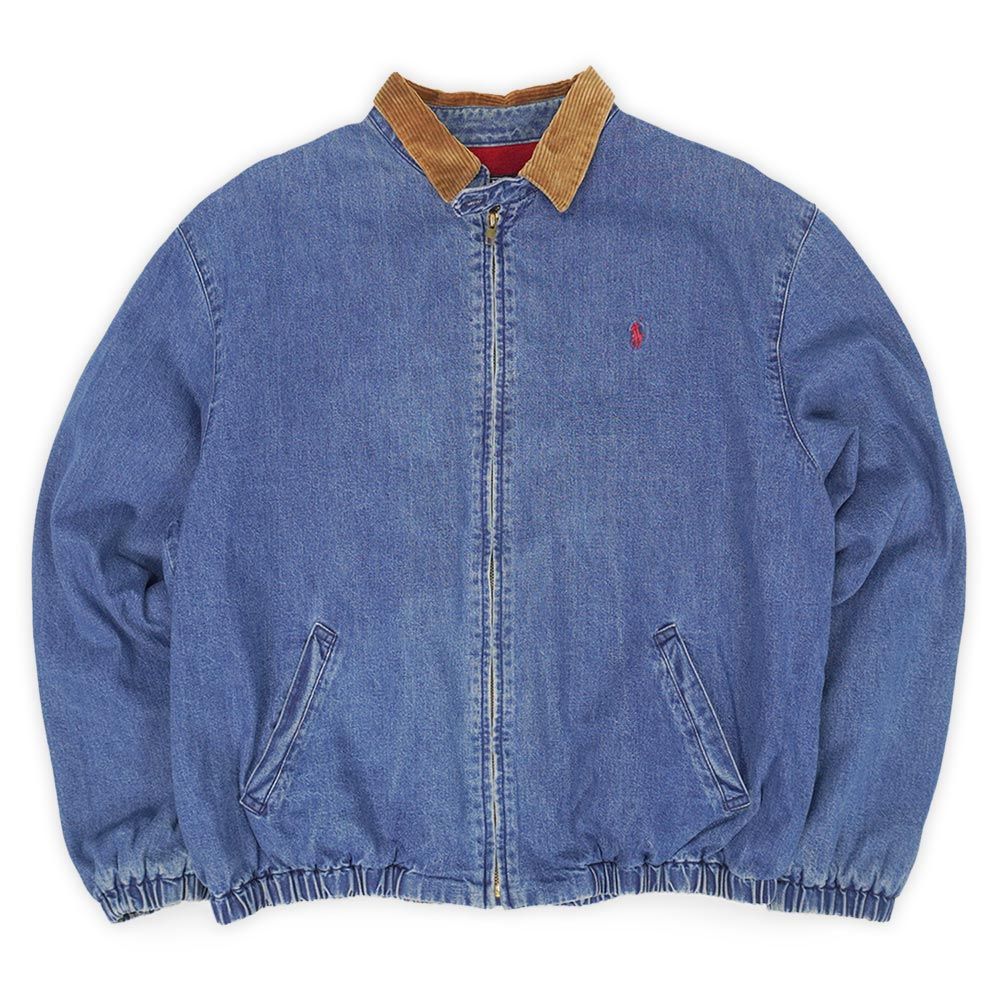 ポロラルフローレン POLO RALPH LAUREN 80s 90s 80年代 90年代 デニムスウィングトップ MADE IN USA アメリカ製 ロゴ刺繍 ヴィンテージ 古着 メンズ コート ジャケット ブルー L【中古】