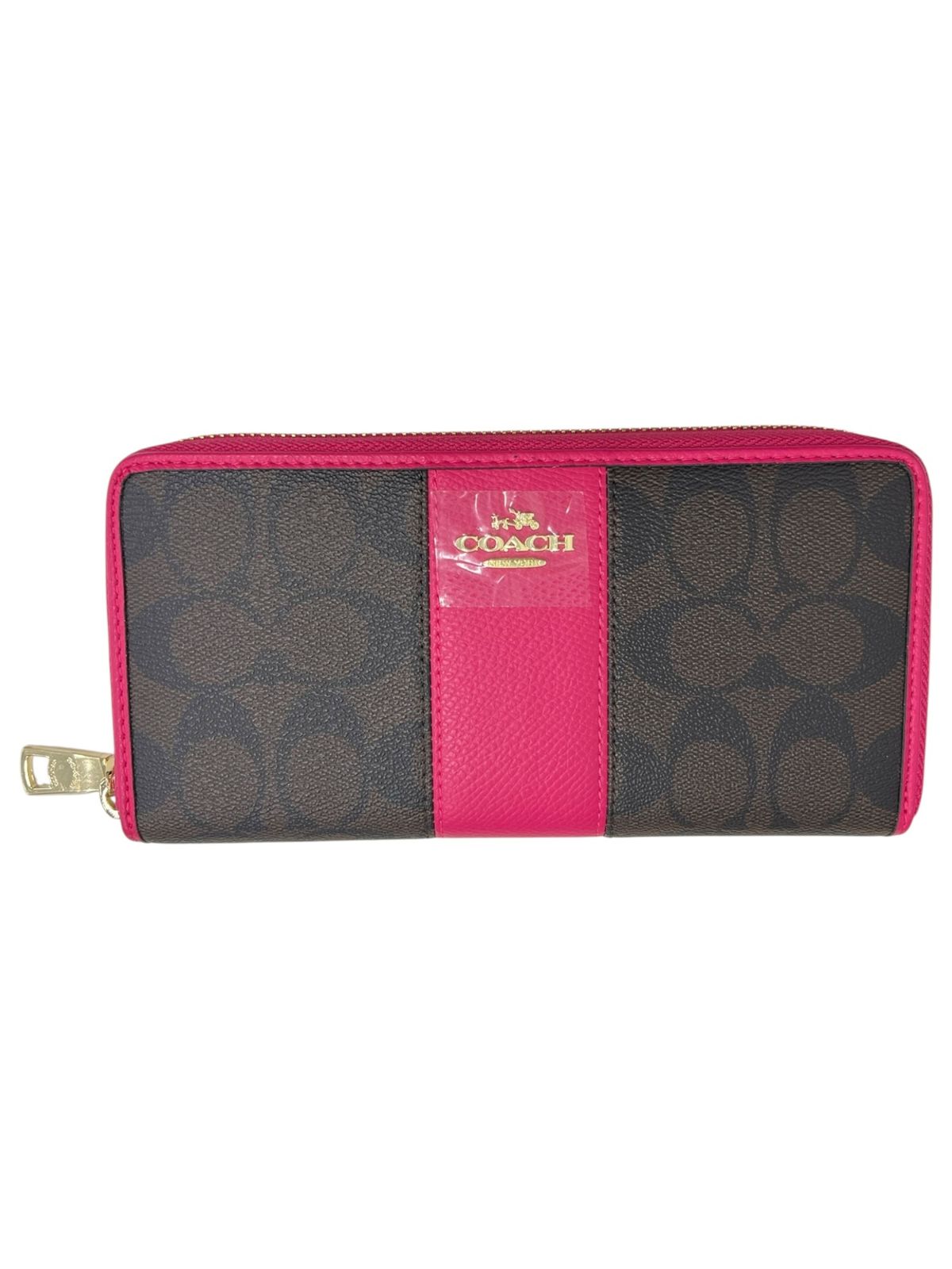 ◎♥品◎COACH コーチ シグネチャー アコーディオン ジップ アラウンド ラウンド ファスナー 長財布 ピンク 箱無 現状品 I2916COA