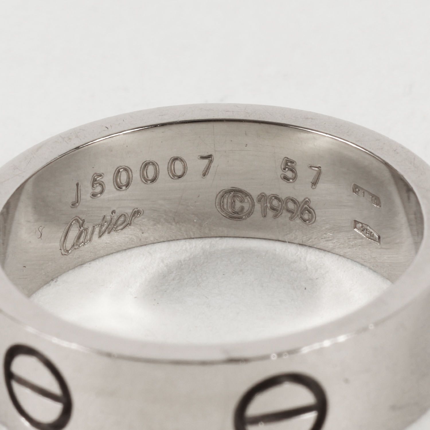 Cartier カルティエ サイズ:57(17号) 90s シグネチャー ビスモチーフ ホワイトゴールド ラブ リング LOVE RING 750 K18WG 指輪 ホワイトゴールド ジュエリー アクセサリー【メンズ】