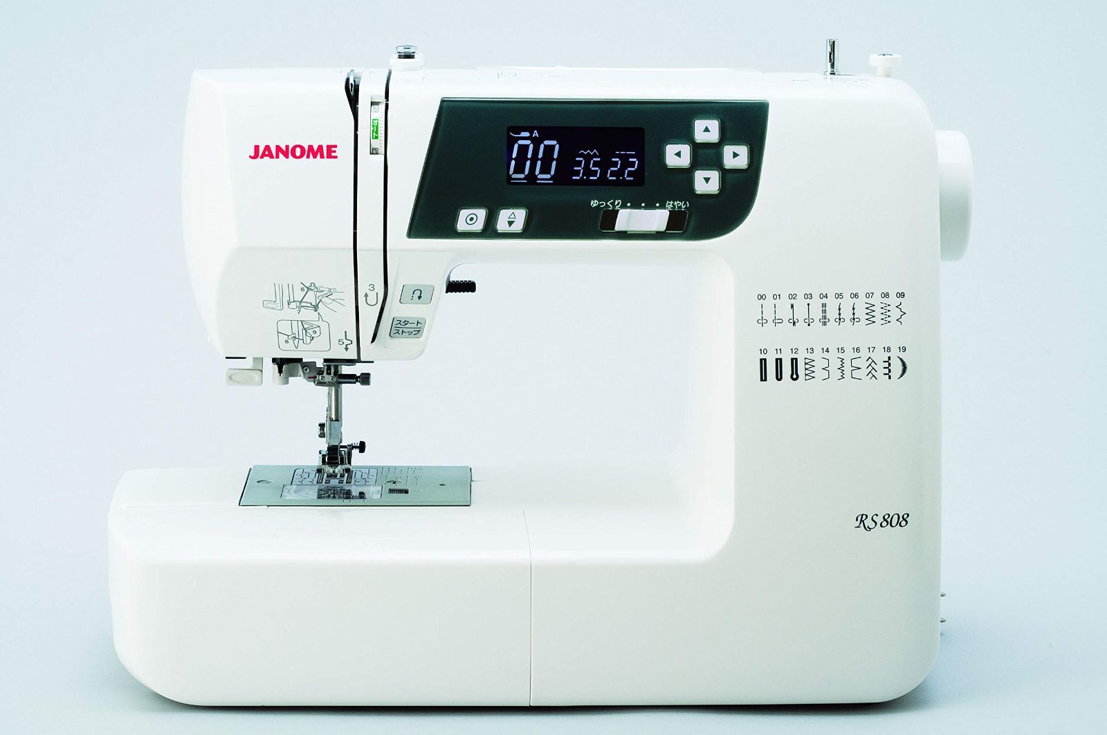 新着商品 純正黒色フットコントローラー付き ジャノメミシン JANOME コンピュータミシン RS-808