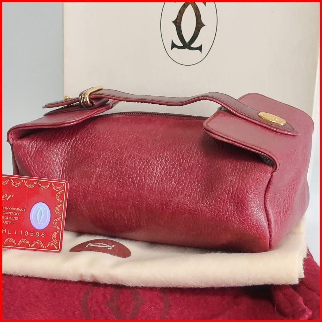 カルティエ Cartier バニティポーチ vanity pouch マストライン Must de Cartier C2金具 チャーム Charm Authentic Mint