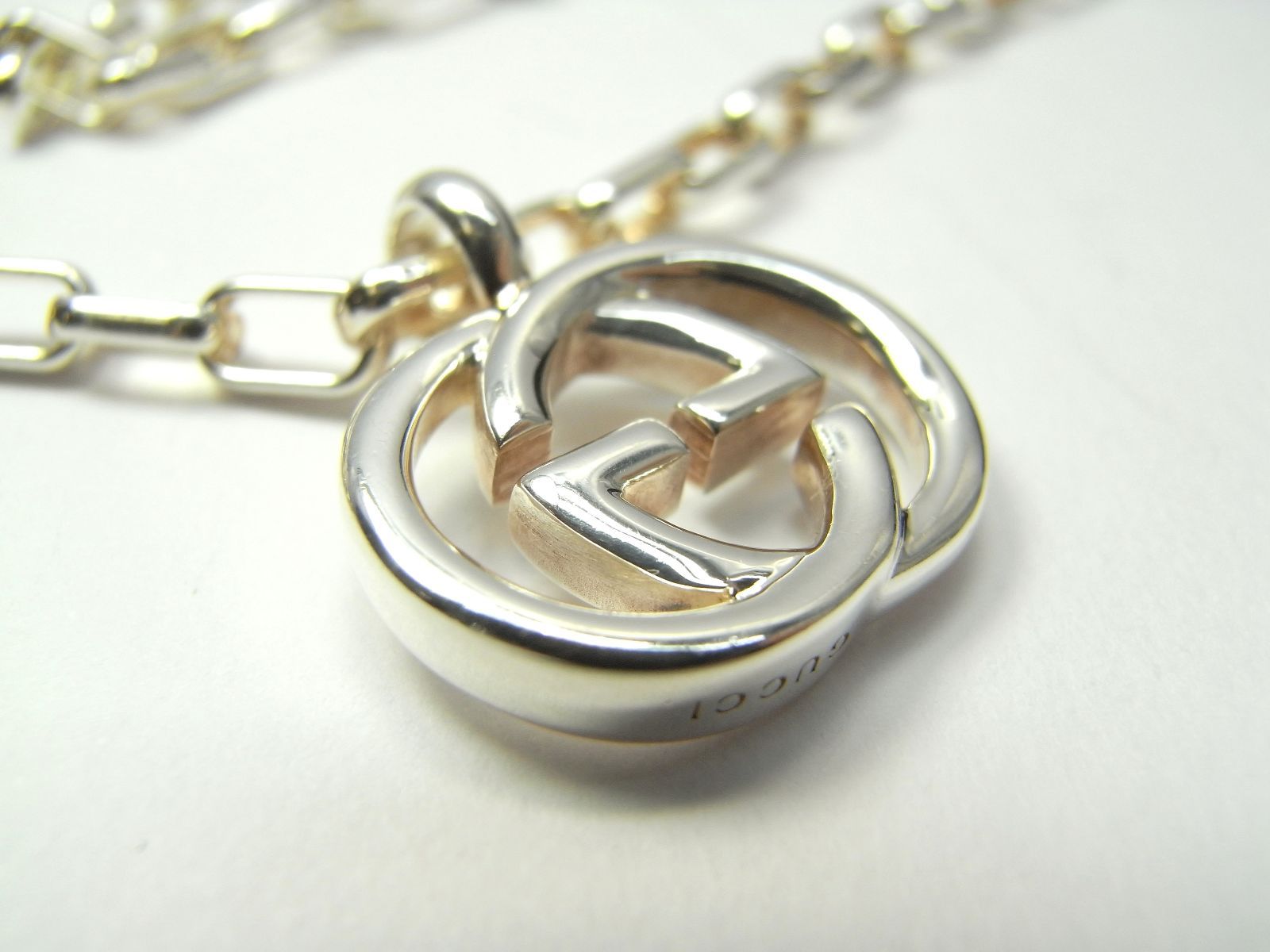 極美品‼️GUCCI インターロッキングネックレスL 極美品】GUCCI ｸﾞｯﾁ ｲﾝﾀｰﾛｯｷﾝｸﾞGGﾍﾟﾝﾀﾞﾝﾄ ﾈｯｸﾚｽ 925シルバー