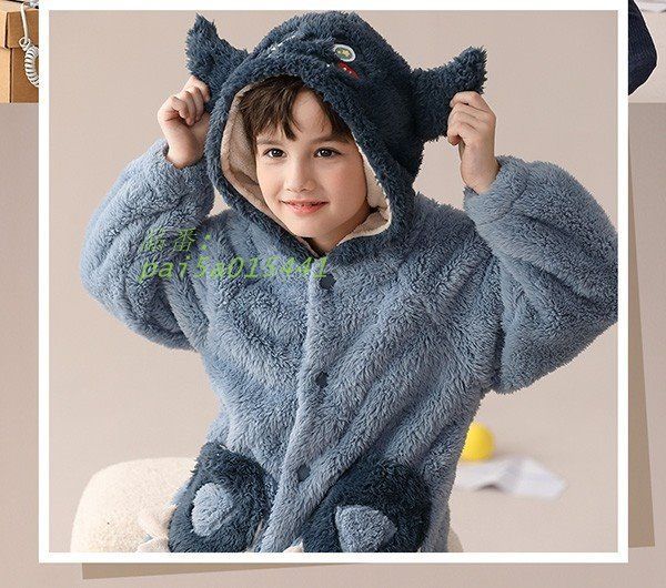 パジャマ 子供 ガウン 部屋着 ルームウエア ロング丈 前開き 着る毛布 もこもこ 暖かい バスローブ あったか 暖かい 秋 冬 pai5a015441 WWW_NOITHATQUANGTHANH_NET