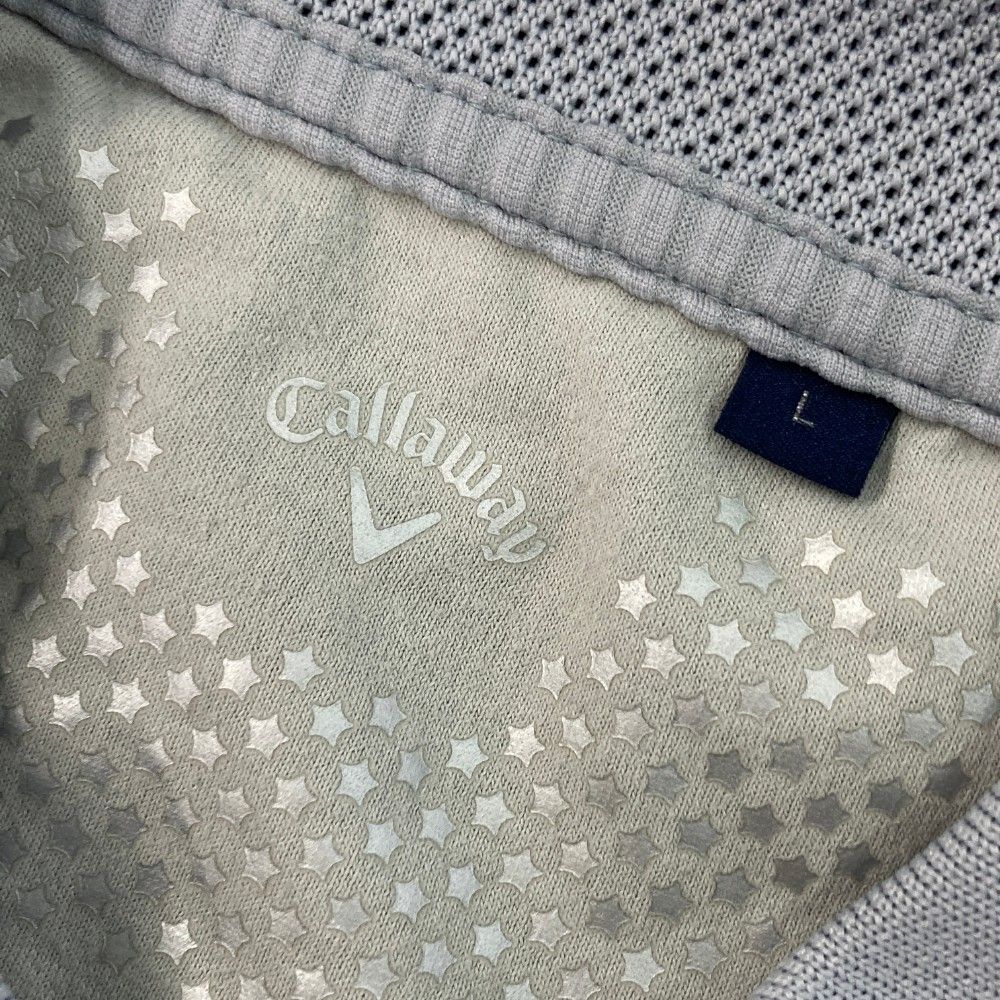 サイズ：L CALLAWAY キャロウェイ 2023年モデル 半袖ポロシャツ　シアサッカー  グレー系 [240101412908] ゴルフウェア メンズ ストスト サイズ：L CALLAWAY キャロウェイ 2023年モデル 半袖ポロシャツ