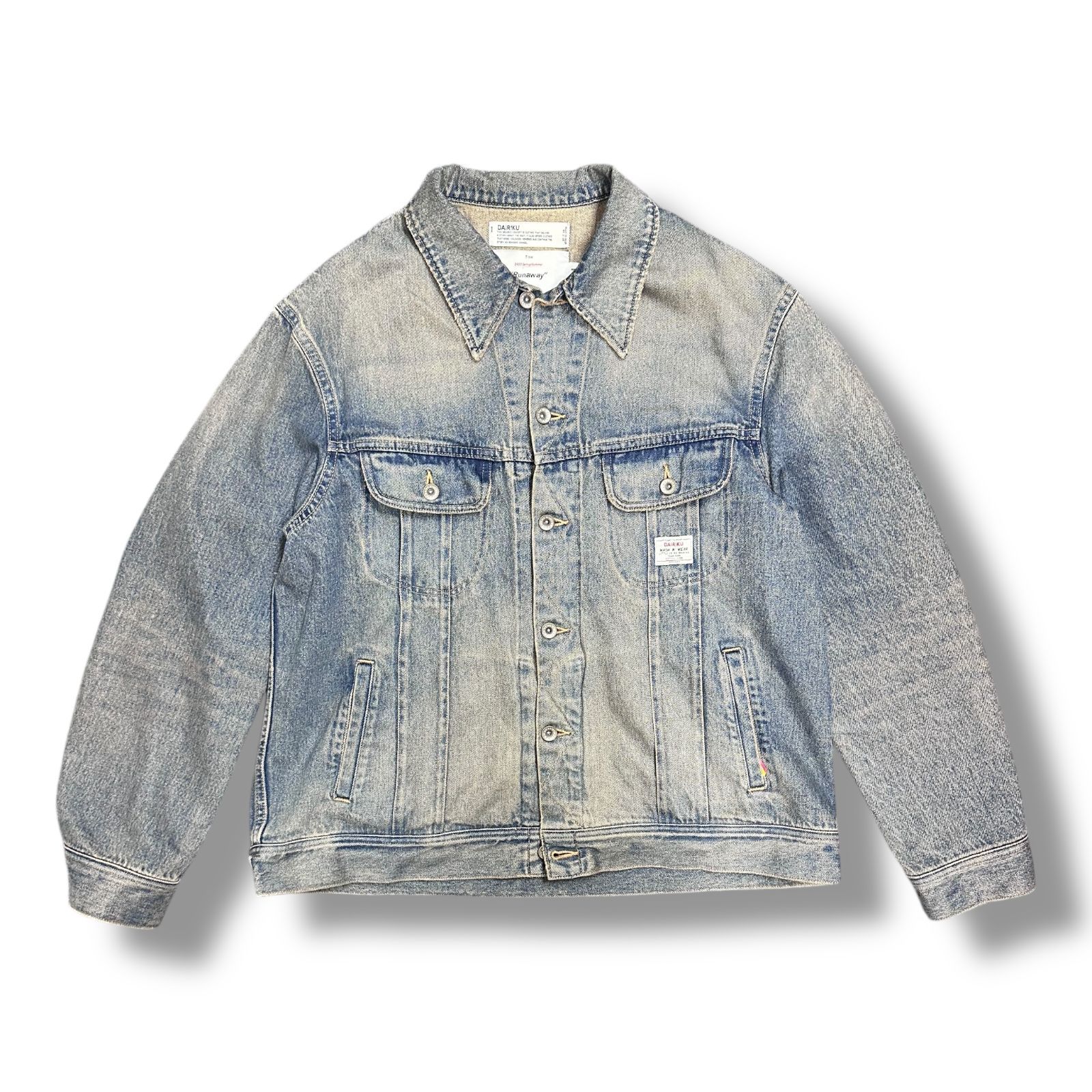 参考上代59400円 DAIRIKU 23SS Denim Jacket デニムジャケット Gジャン ダイリク 23SS D-2 インディゴ L 93319A5