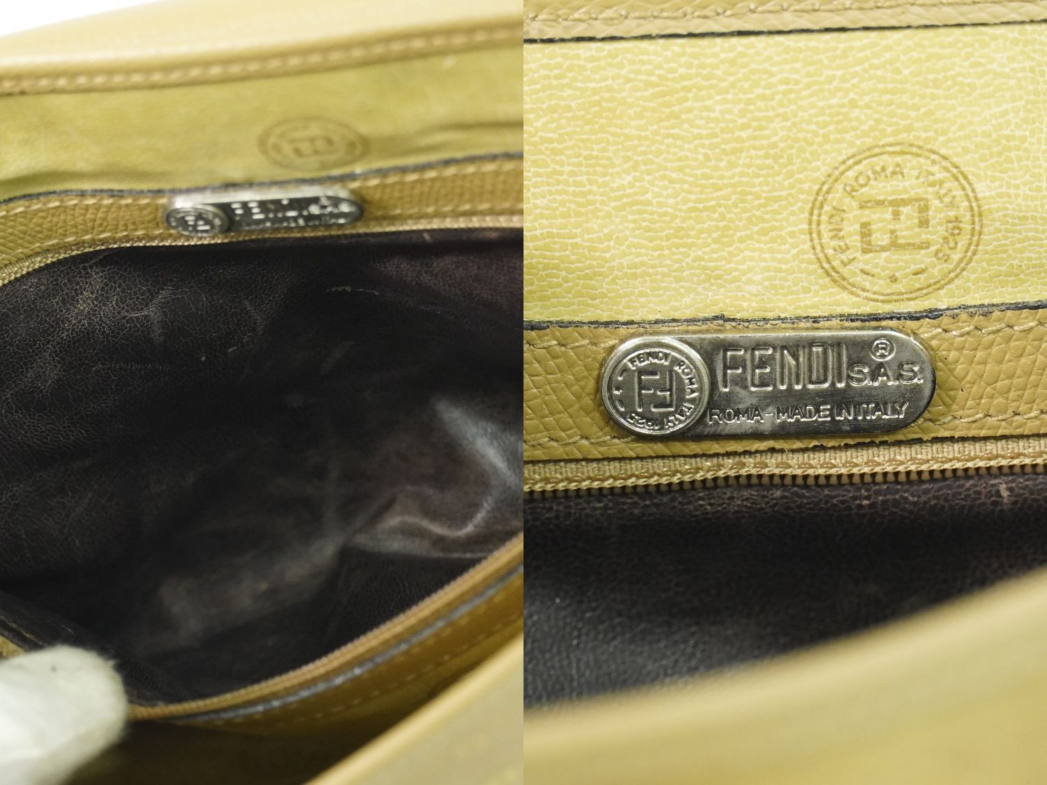 本物 フェンディ FENDI コーティングキャンバス レザー ショルダー  