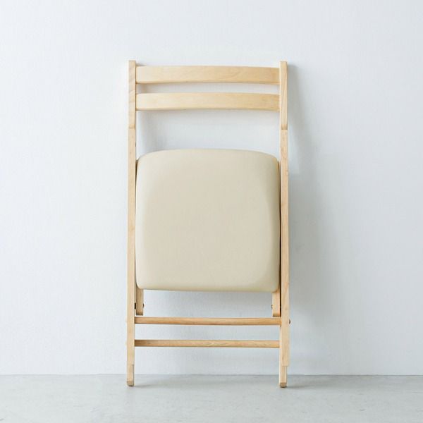 折りたたみ椅子(ナチュラル) イス/チェア/ダイニングチェア/フォールディングチェア/コンパクト/北欧風/木製/天然木/クッション/1人用/背もたれ付き/完成品/N...