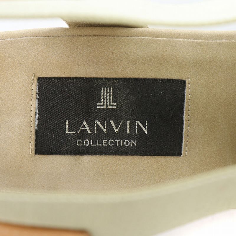 ランバン LANVIN コレクション COLLECTION クロスストラップサンダル ウェッジソール チェーン コルク スエード レザー 24cm  ベージュ カーキ 茶色 ブラウン /SI27