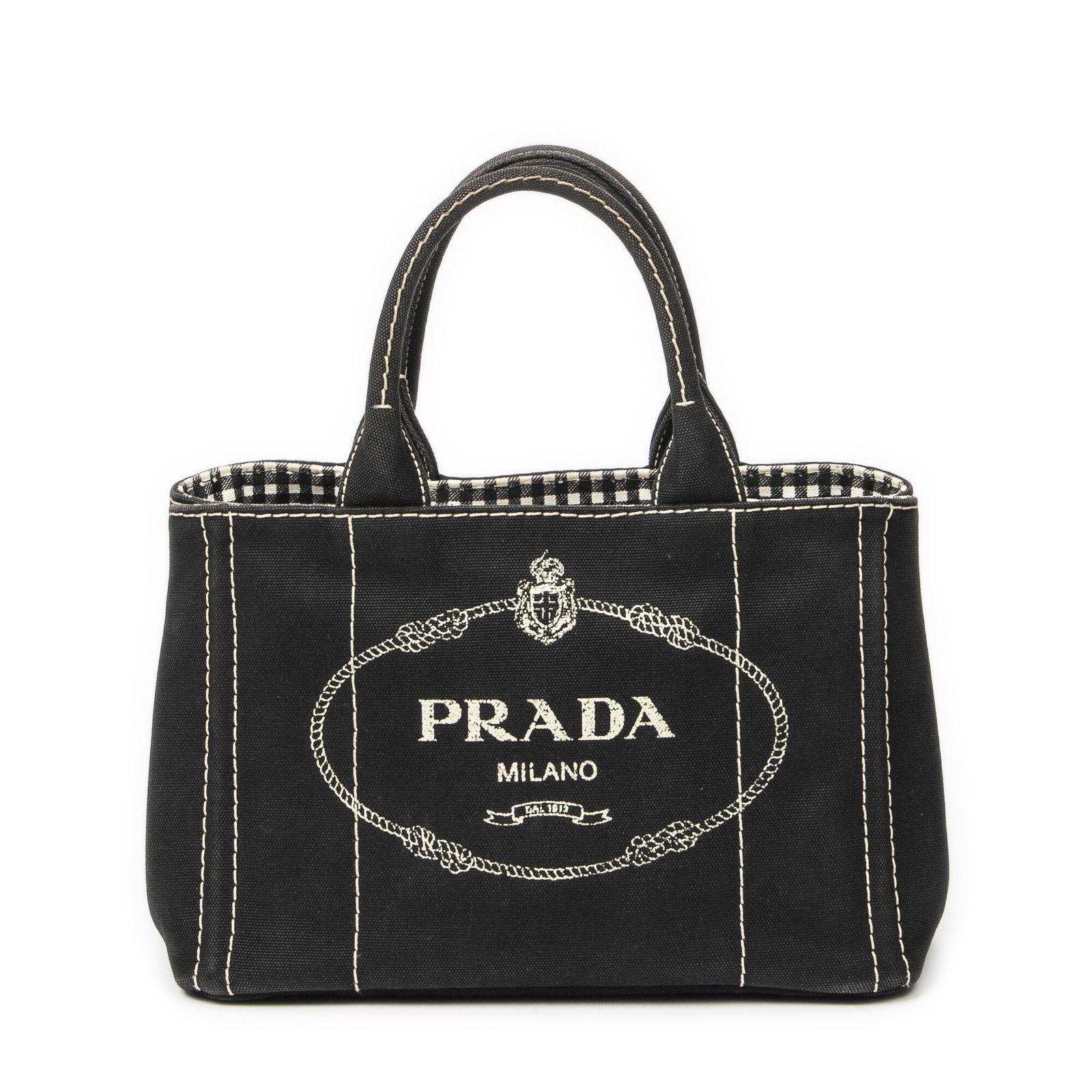 PRADA プラダカナパ スモール トート黒カナパキャンバスA