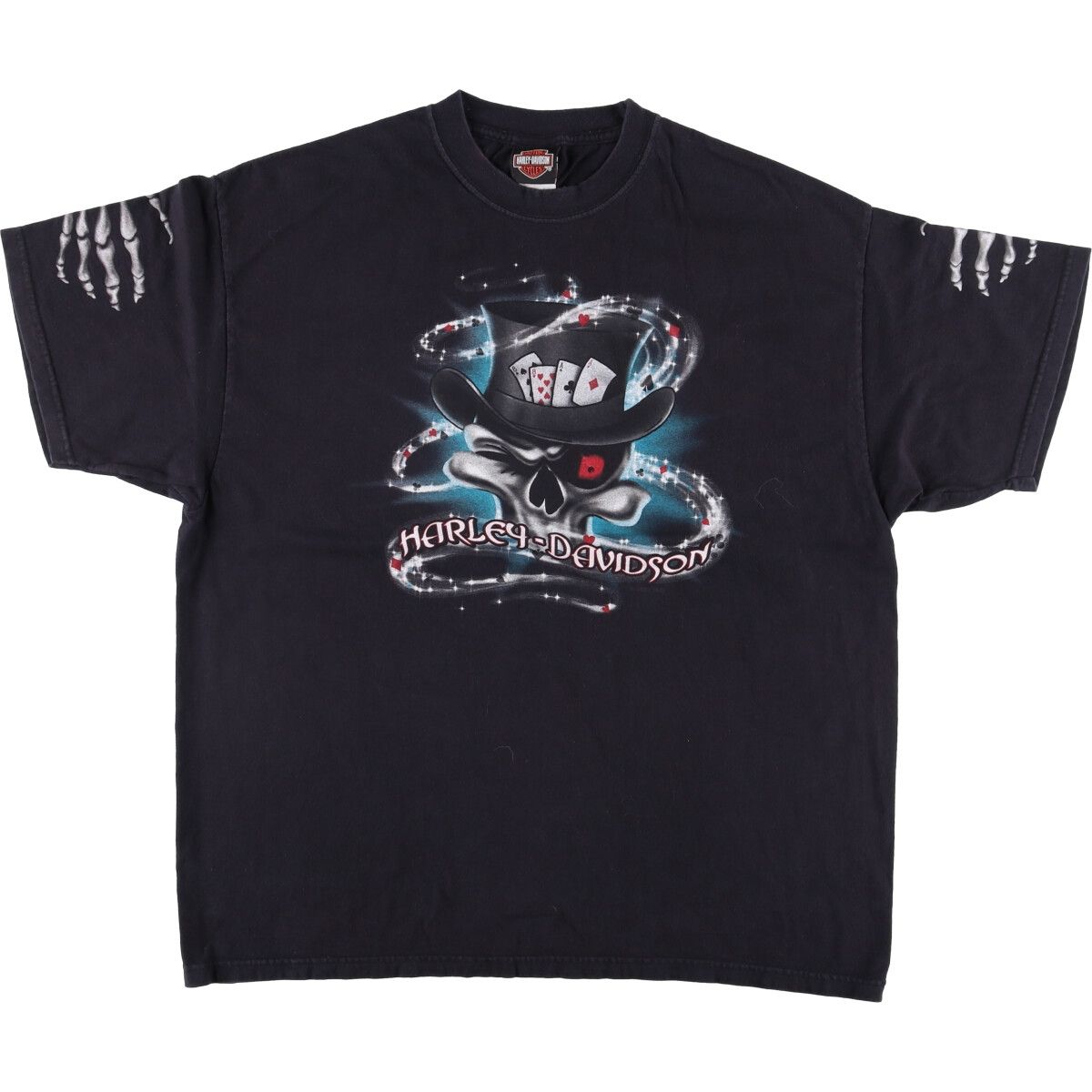古着 00年代 ハーレーダビッドソン Harley-Davidson ドクロ柄 スカル柄 モーターサイクル バイクTシャツ USA製 メンズXL相当/eaa532583